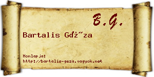 Bartalis Géza névjegykártya